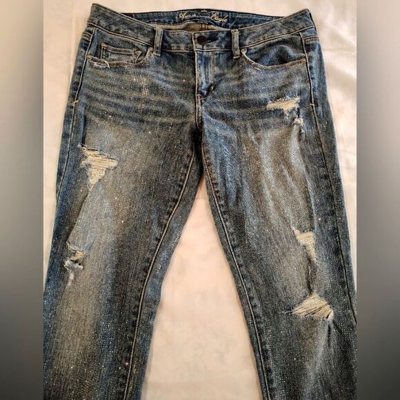 American Eagle Outfitters Distressed Stretch Skinny Jeans Denim Pants Sz 10 - Picture 8 of 16